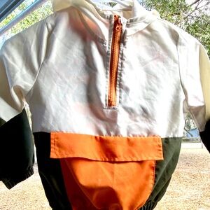 SHEIN Kids' khaki, orange and army green half zip hooded jacket/wind breaker